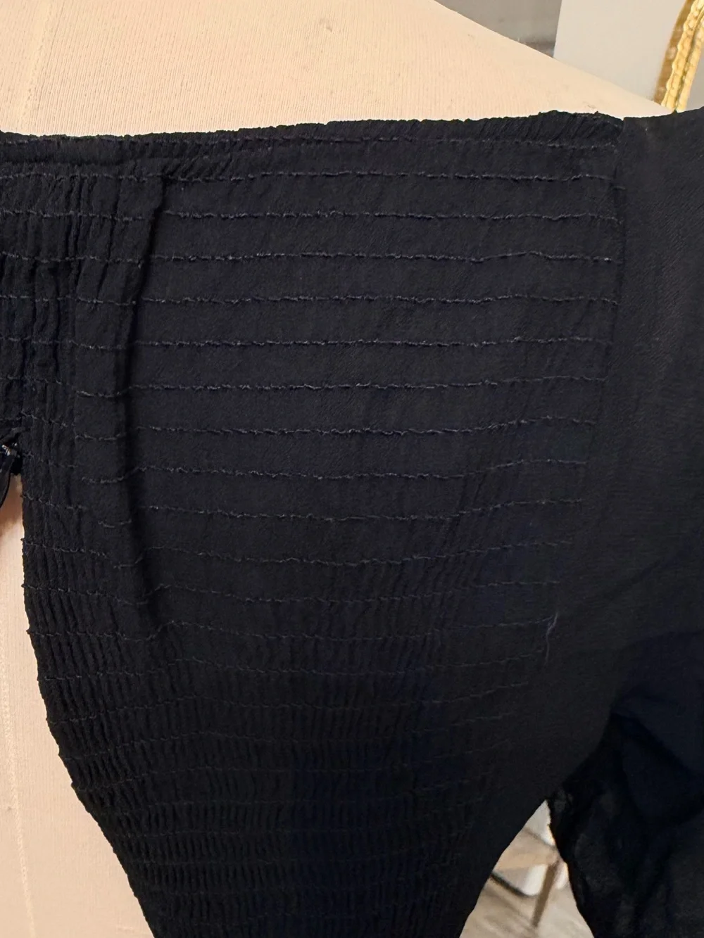 Reformation Black Square Neck Puff Sleeve Blouse